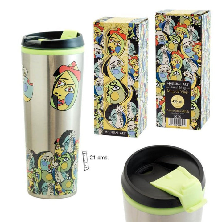 Mug de Viaje en Acero Inoxidable 450 ml. Colección Arte Moderno