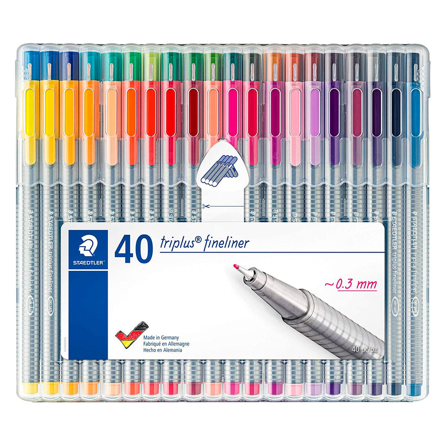 STAEDTLER Triplus - Estuche con 40 Rotuladores Fineliner de Punta Fina en Colores Surtidos