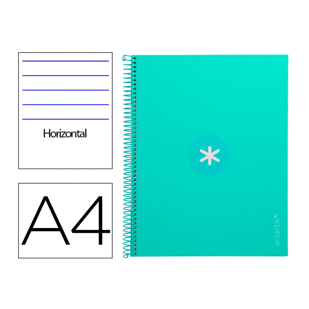 Antartik - Libreta Rayada A4 con Espiral y Tapa Dura. 1 Banda de Color. Menta