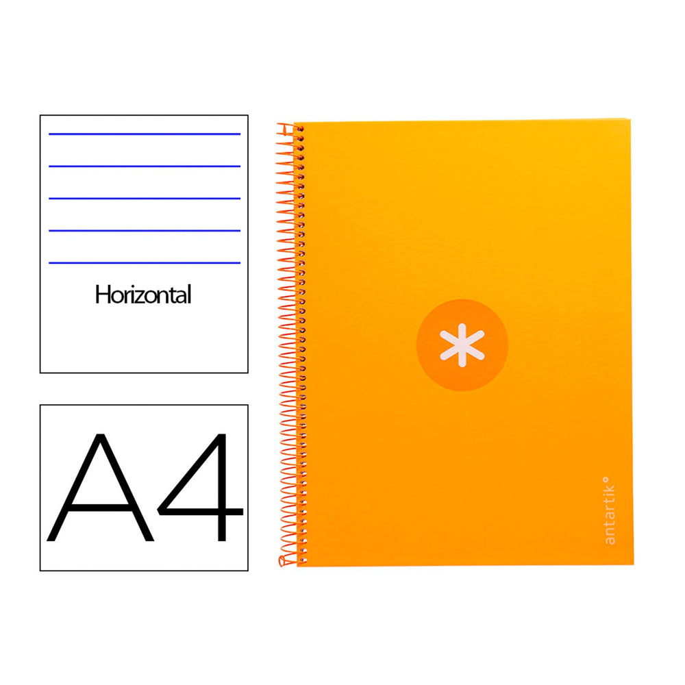 Antartik - Libreta Rayada A4 con Espiral y Tapa Dura. 1 Banda de Color. Mostaza