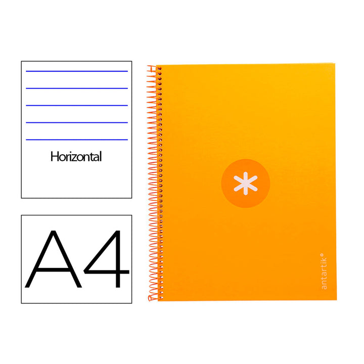 Antartik - Libreta Rayada A4 con Espiral y Tapa Dura. 1 Banda de Color. Mostaza