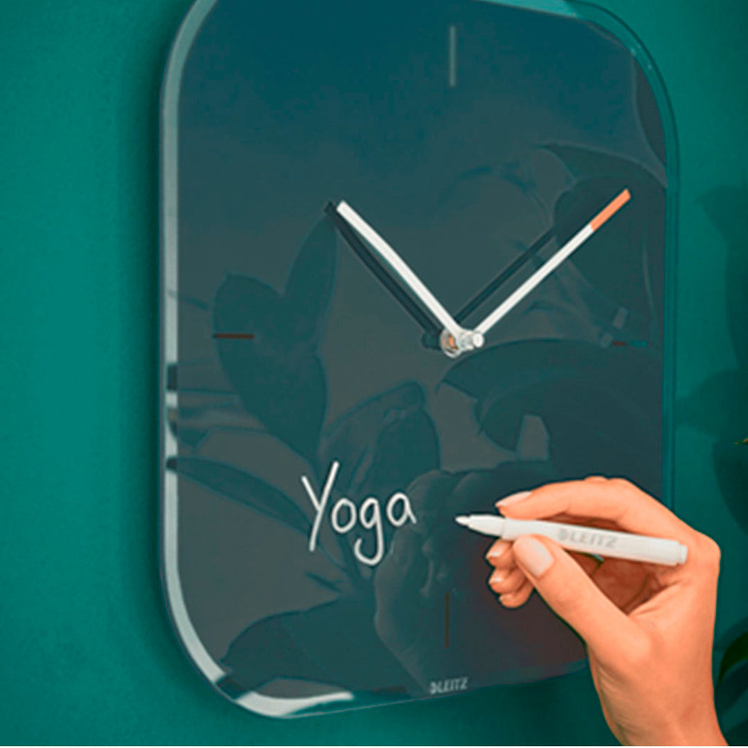 LEITZ Cosy - Reloj de Pared Analógico y Silencioso, Incluye Rotulador. Gris