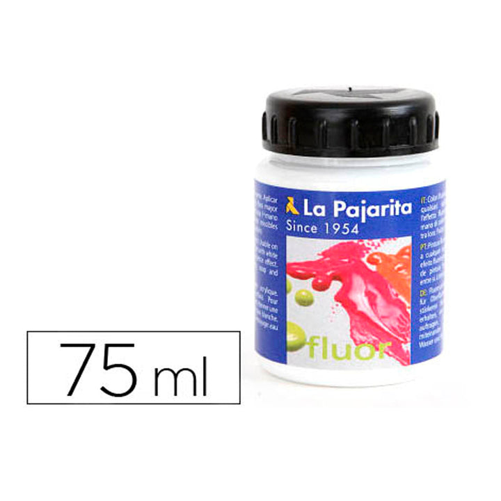 LA PAJARITA - Pintura Acrílica, Color Blanco Fluor F-00, Bote de 75 ml
