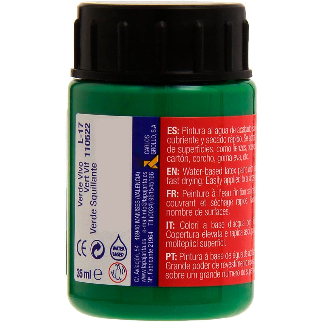 LA PAJARITA - Pintura Satinada a Base de Látex, Capacidad 35 ml, Color Verde Vivo