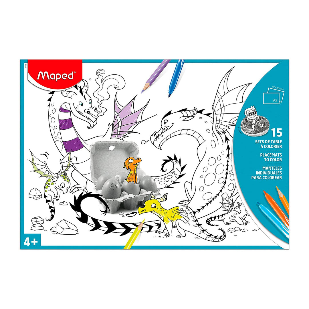 MAPED - Set de 15 Manteles Individuales para Colorear. Azul