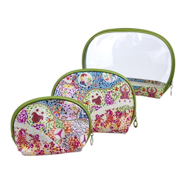 JAVIER - Set de 3 Neceseres Ovalados con Cierre de Cremallera, Colección Gaudí