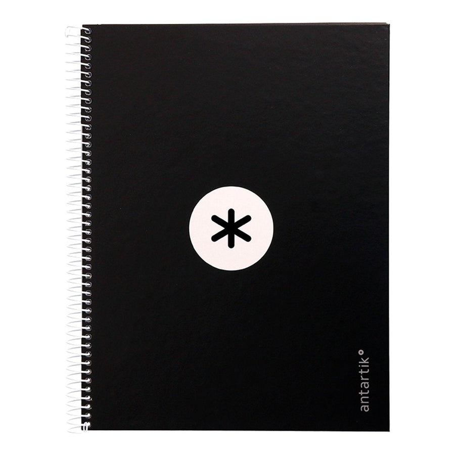 Antartik - Libreta Microperforada A4 con Espiral y Tapa Dura. 1 Banda de Color. Negro
