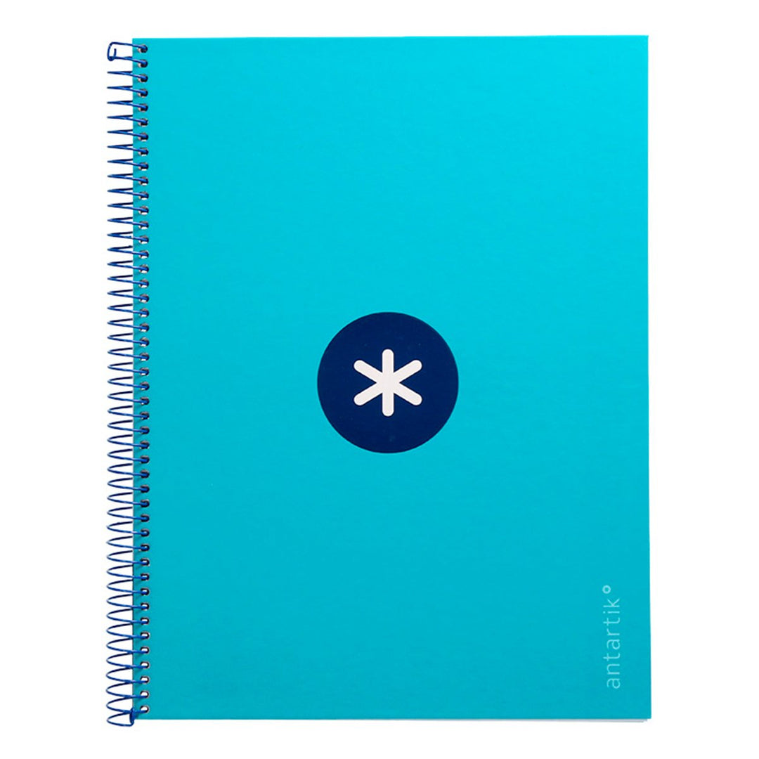 Antartik - Libreta Microperforada A4 con Espiral y Tapa Dura. 1 Banda de Color. Turquesa