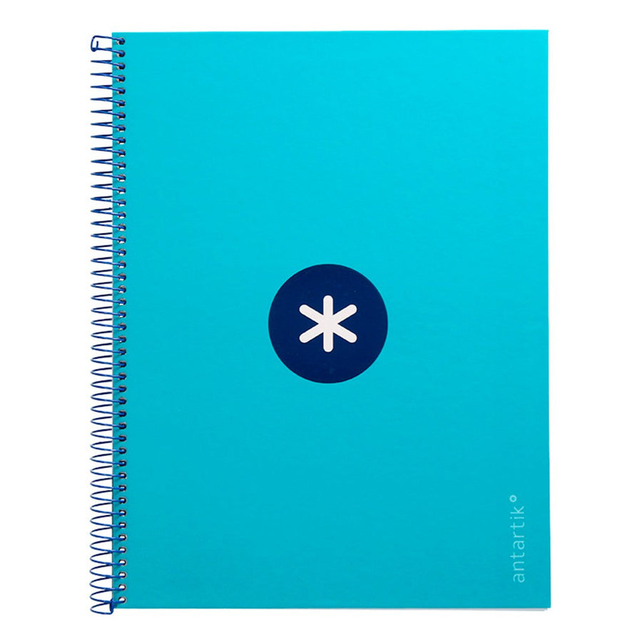 Antartik - Libreta Microperforada A4 con Espiral y Tapa Dura. 1 Banda de Color. Turquesa
