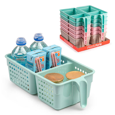 Plastic Forte - Juego de 2 Organizadores de Nevera Dobles Frigo Marrón con Asa
