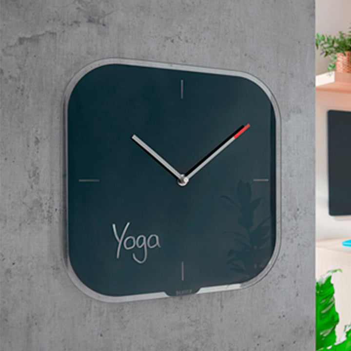 LEITZ Cosy - Reloj de Pared Analógico y Silencioso, Incluye Rotulador. Gris