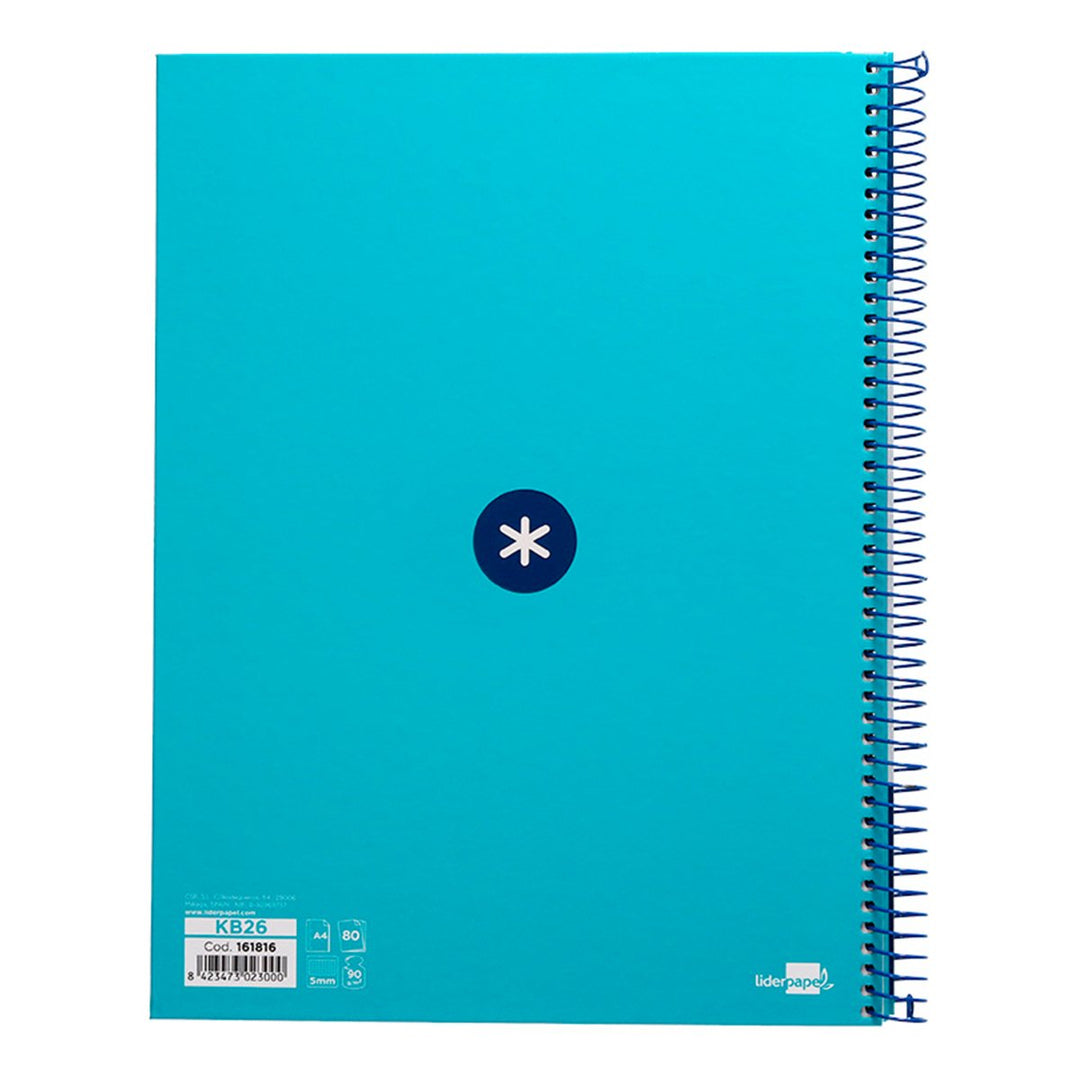 Antartik - Libreta Microperforada A4 con Espiral y Tapa Dura. 1 Banda de Color. Turquesa