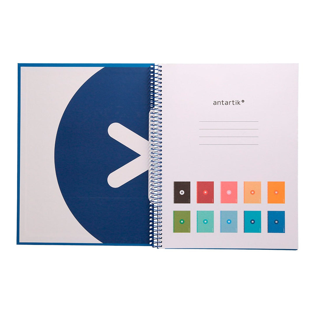 Antartik - Libreta Rayada A4 con Espiral y Tapa Dura. 1 Banda de Color. Azul