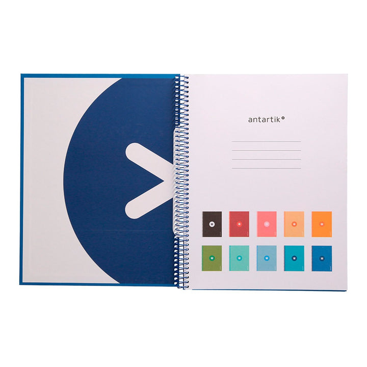 Antartik - Libreta Rayada A4 con Espiral y Tapa Dura. 1 Banda de Color. Azul