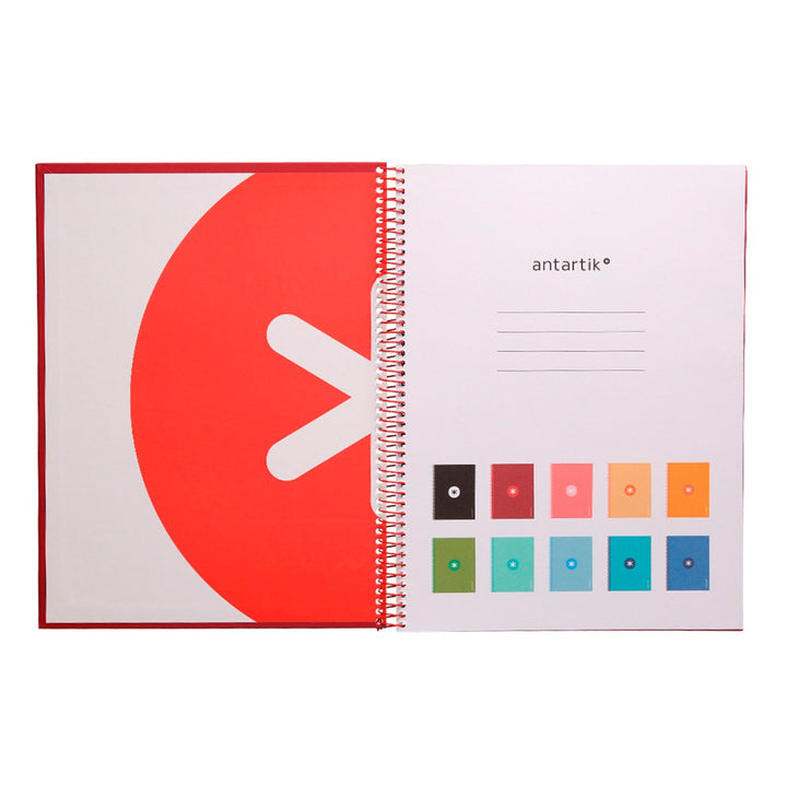 Antartik - Libreta Cuadriculada A4 con Espiral y Tapa Dura. 1 Banda de Color. Frambuesa