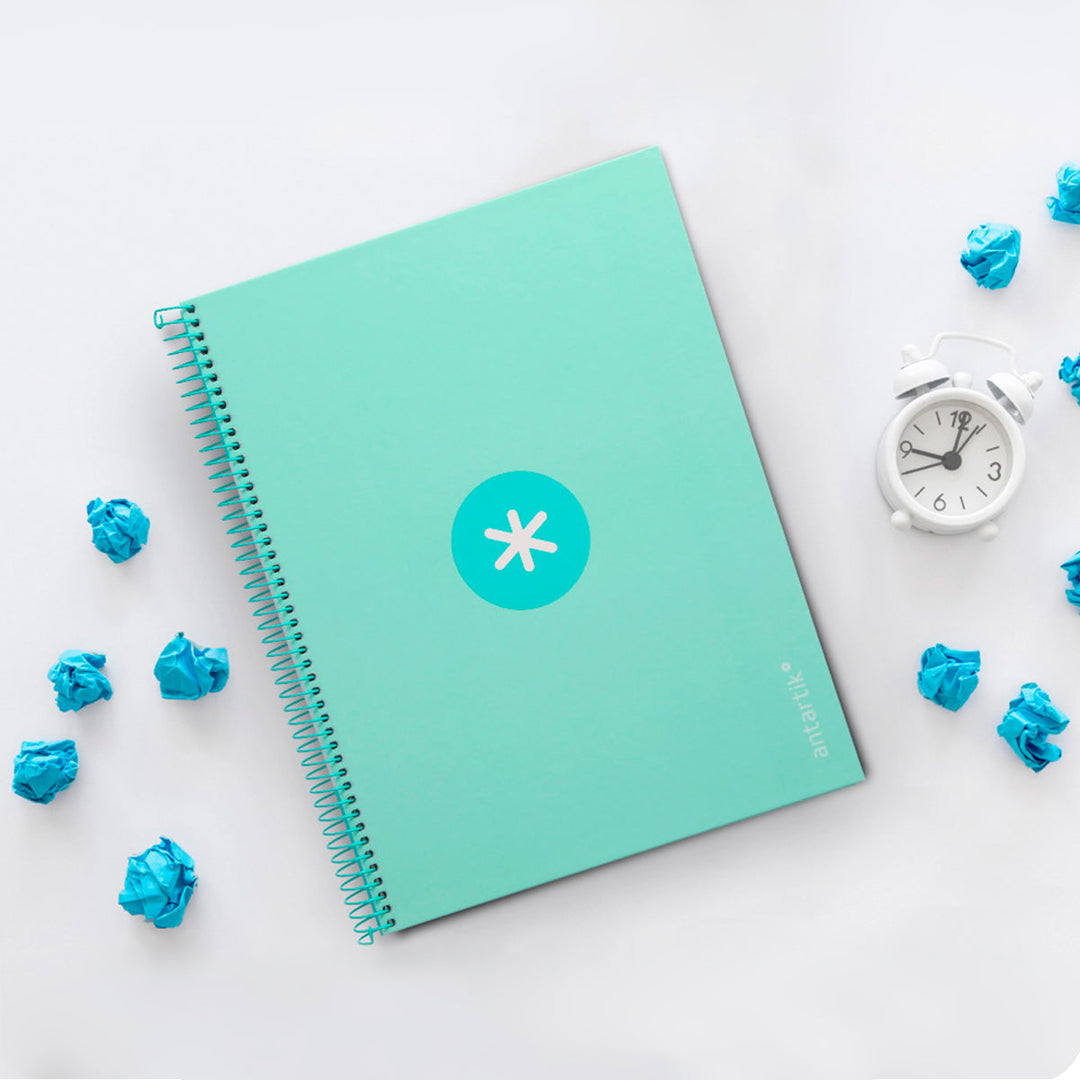 Antartik - Libreta Rayada A4 con Espiral y Tapa Dura. 1 Banda de Color. Menta