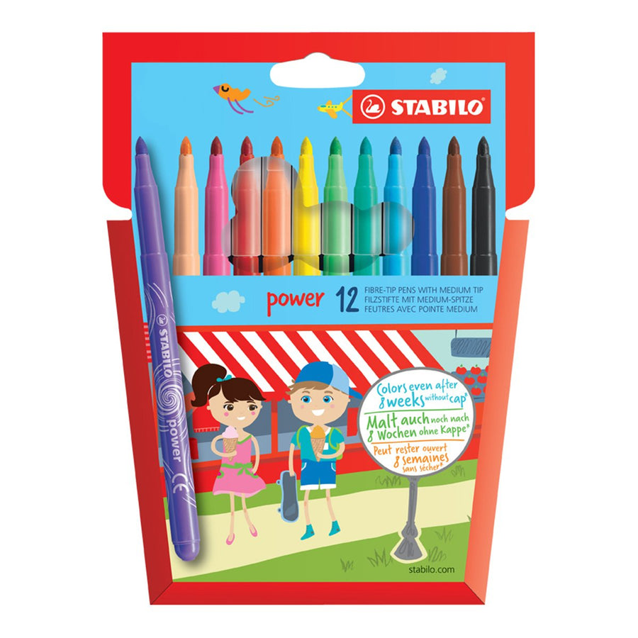 STABILO E280/12-01 - Estuche de 12 Rotuladores Escolares, Edición POWER