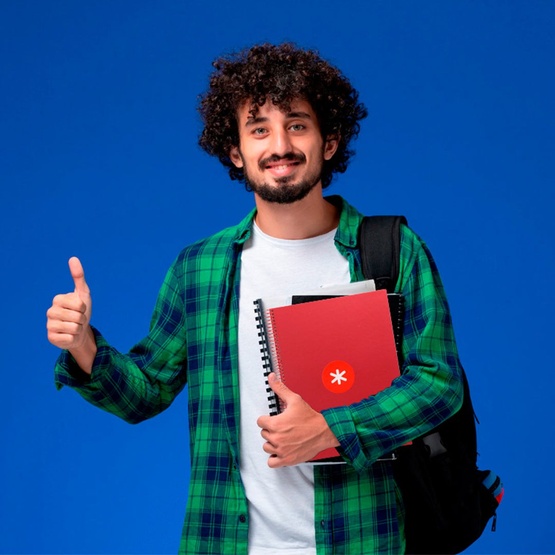 Antartik - Libreta Cuadriculada A4 con Espiral y Tapa Dura. 1 Banda de Color. Frambuesa