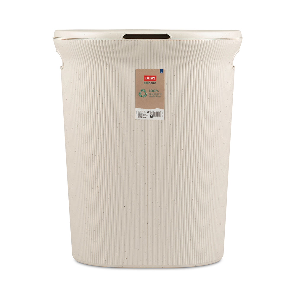 TATAY Ecohome - Cesto Ropa Alto para Colada 40L con Tapa. Beige