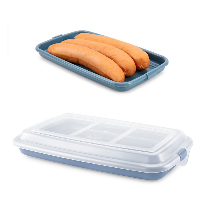 IBILI Deli - Recipiente Rectangular Apilable con Tapa Porta Embutidos y Alimentos. Azul