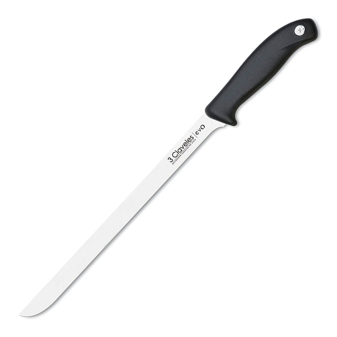 3 Claveles EVO - Cuchillo Jamonero de 25 cm Acero Inoxidable Mango Polipropileno