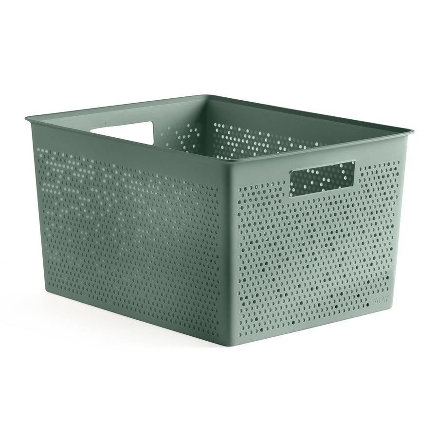 TATAY Bohol - Caja Organizadora Rectangular 20L Plástico Reciclado. Verde Sage