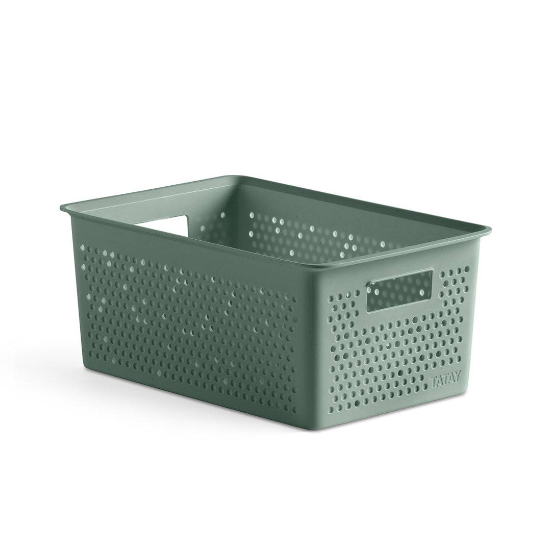 TATAY Bohol - Caja Organizadora Rectangular 4L Plástico Reciclado. Verde Sage