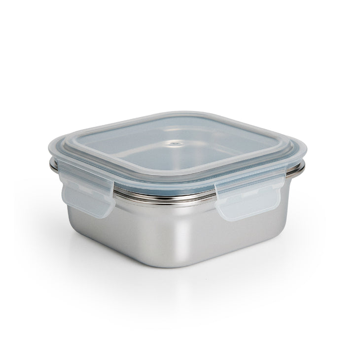 IBILI Keepklin - Recipiente Cuadrado de 0.5L en Acero Inoxidable Apto Microondas