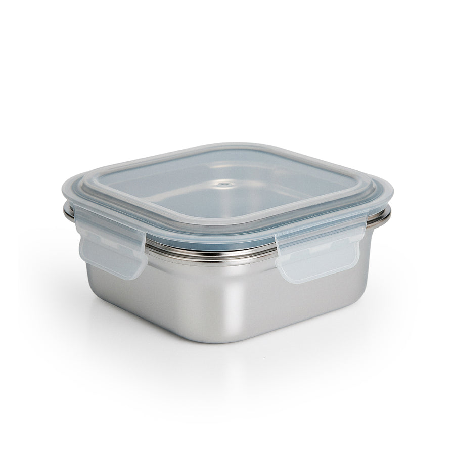 IBILI Keepklin - Recipiente Cuadrado de 0.5L en Acero Inoxidable Apto Microondas