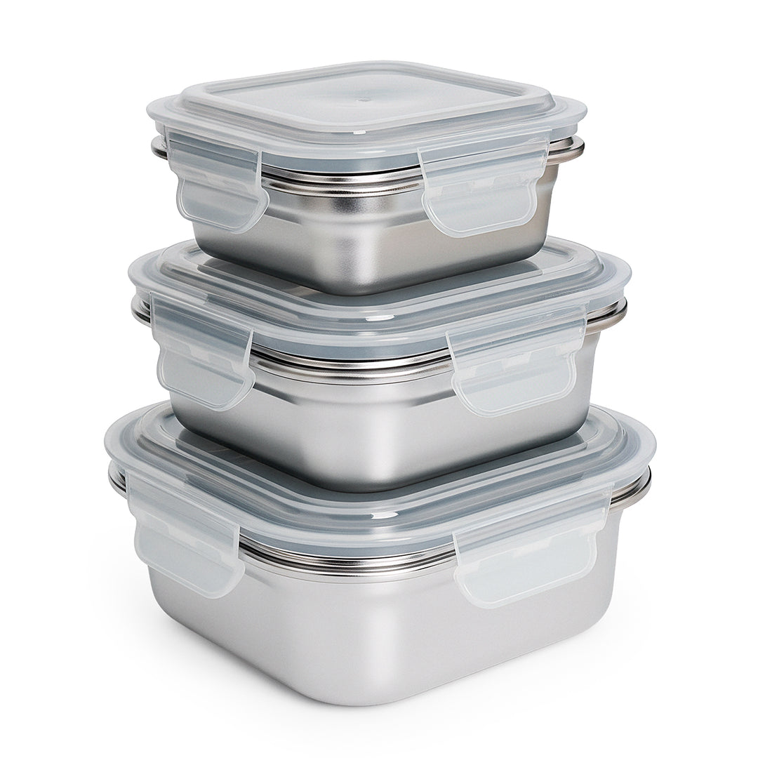 IBILI Keepklin - Recipiente Cuadrado en Acero Inoxidable Apto Microondas