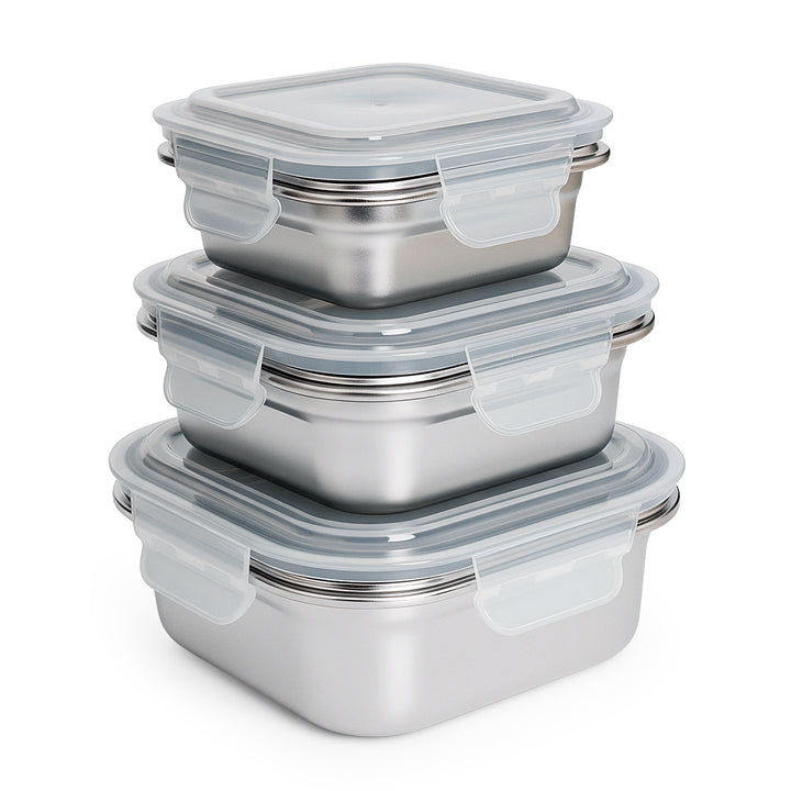 IBILI Keepklin - Recipiente Cuadrado en Acero Inoxidable Apto Microondas