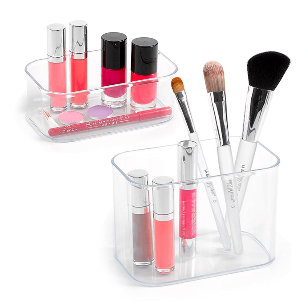 Plastic Forte - Set de 2 Bandejas Organizadoras de Cosmética. Transparentes