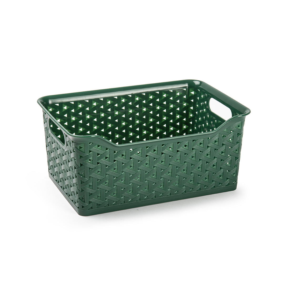 Plastic Forte Nature - Cesta Ordenación Rectangular 6L Ideal Navidad. Verde