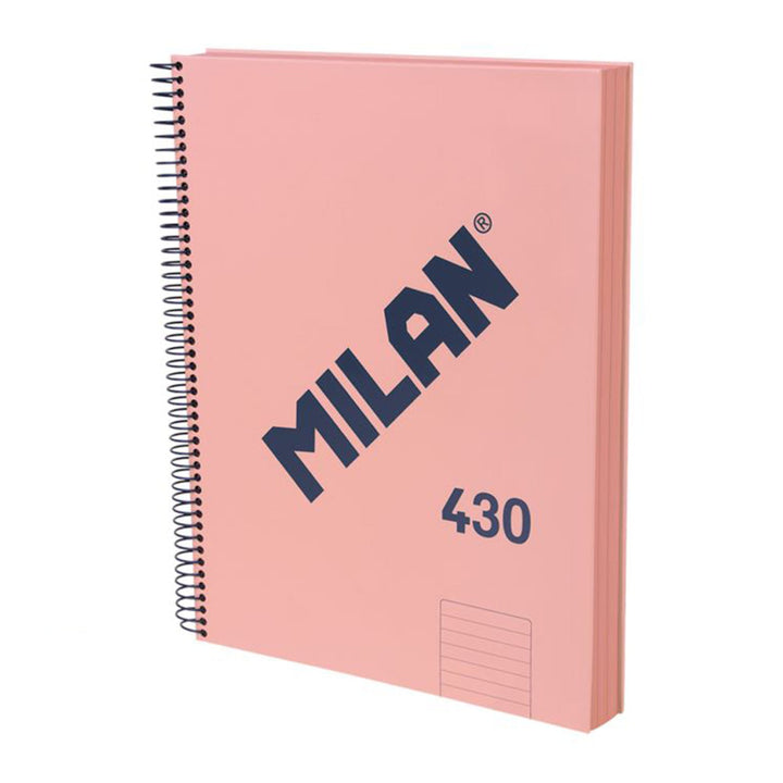 MILAN 430 - Cuaderno A4 Espiral y Tapa Dura. Papel Pautado 120 Hojas 95gr Rosa