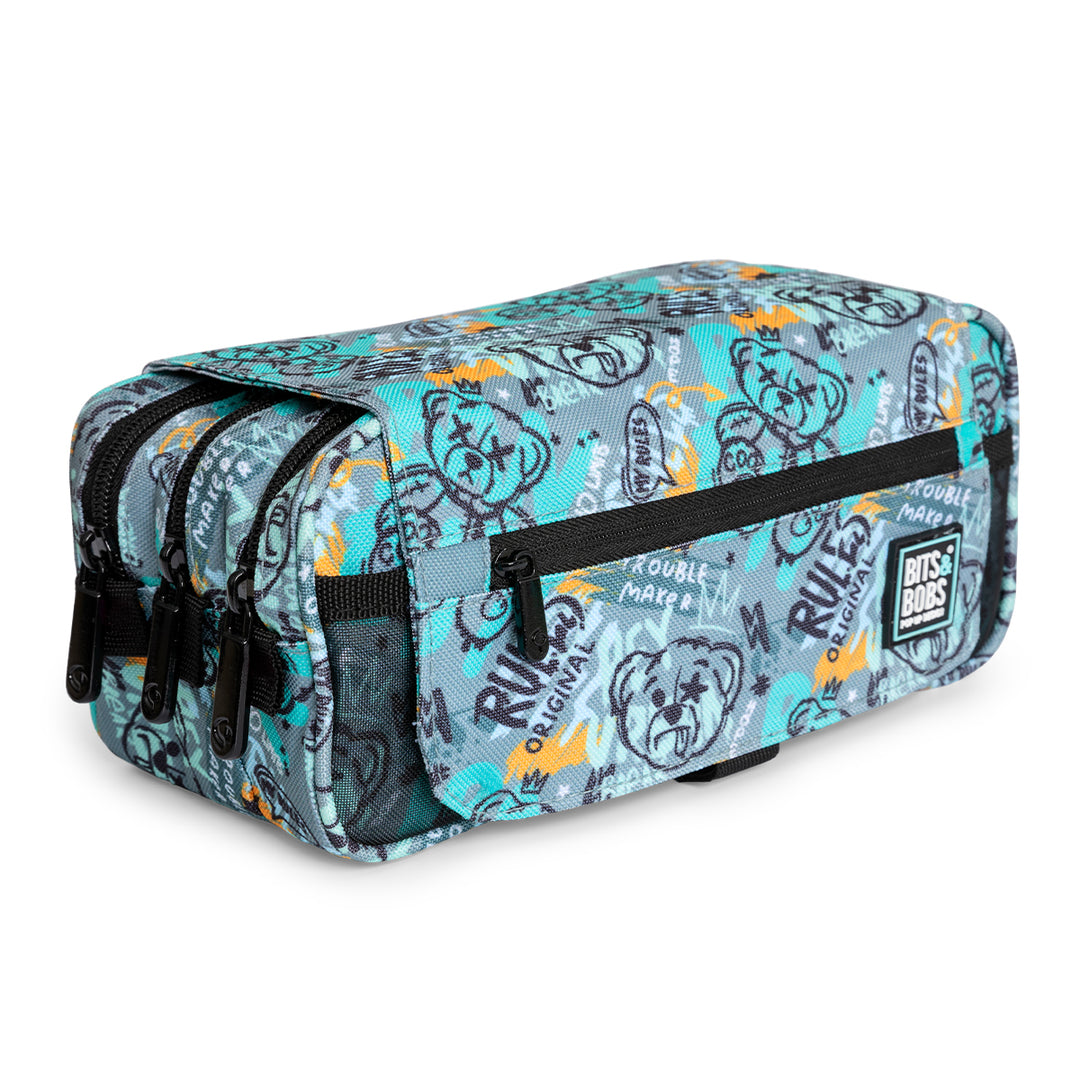 Grafoplás Design - Estuche Portatodo Triple con Solapa para Material Escolar. Bear