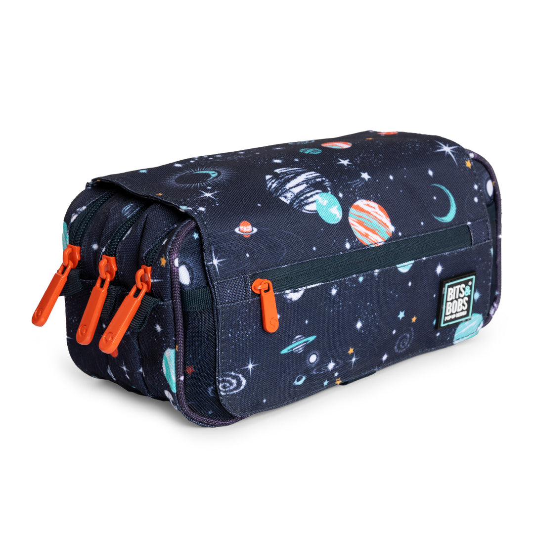 Grafoplás Design - Estuche Portatodo Triple con Solapa para Material Escolar. Cosmos