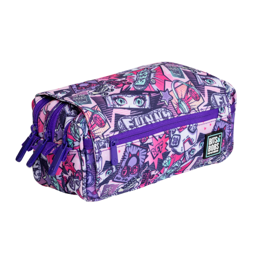 Grafoplás Design - Estuche Portatodo Triple con Solapa para Material Escolar. Manga