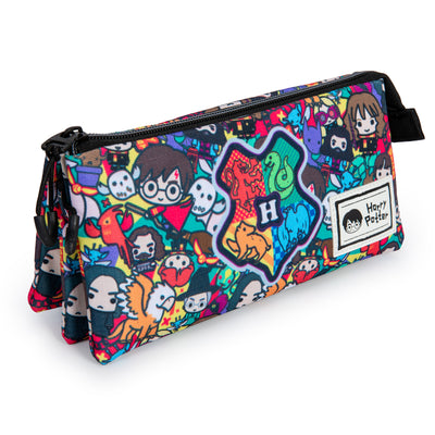 HARRY POTTER Accio - Estuche Escolar Triple Portatodo con 2 Cremalleras. Multicolor