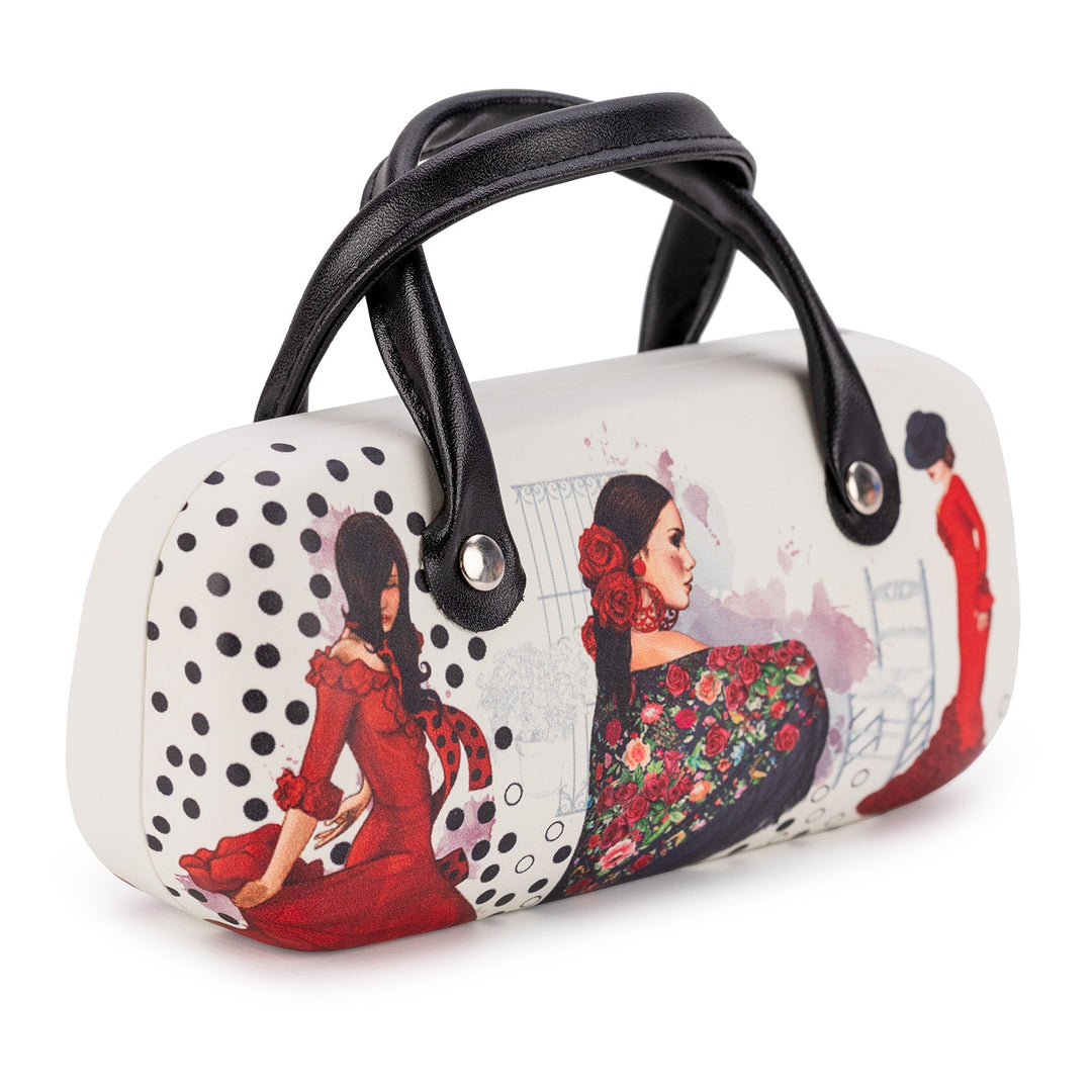 JAVIER Flamenca - Kit de Abanico Plegable y Funda para Gafas Rígida a Conjunto