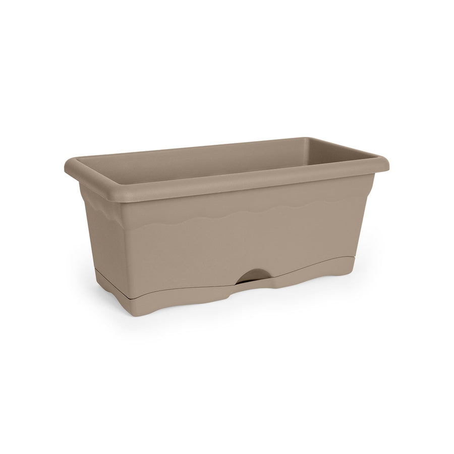 Plastiken TERRA - Jardinera con Plato Integrado. Medida 40 cm 8L. Taupe