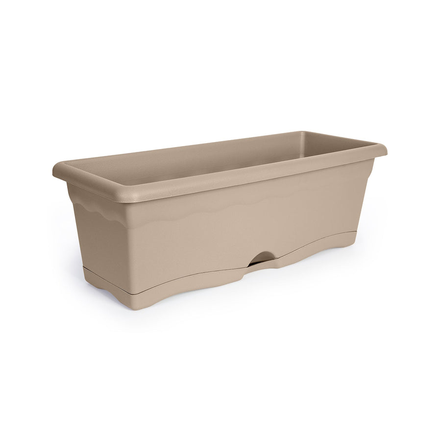 Plastiken TERRA - Jardinera con Plato Integrado. Medida 50 cm 10L. Taupe