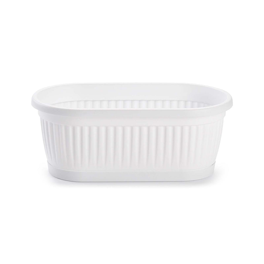 Plastic Forte - Jardinera Rectangular 22 cm con Plato Integrado. Blanco