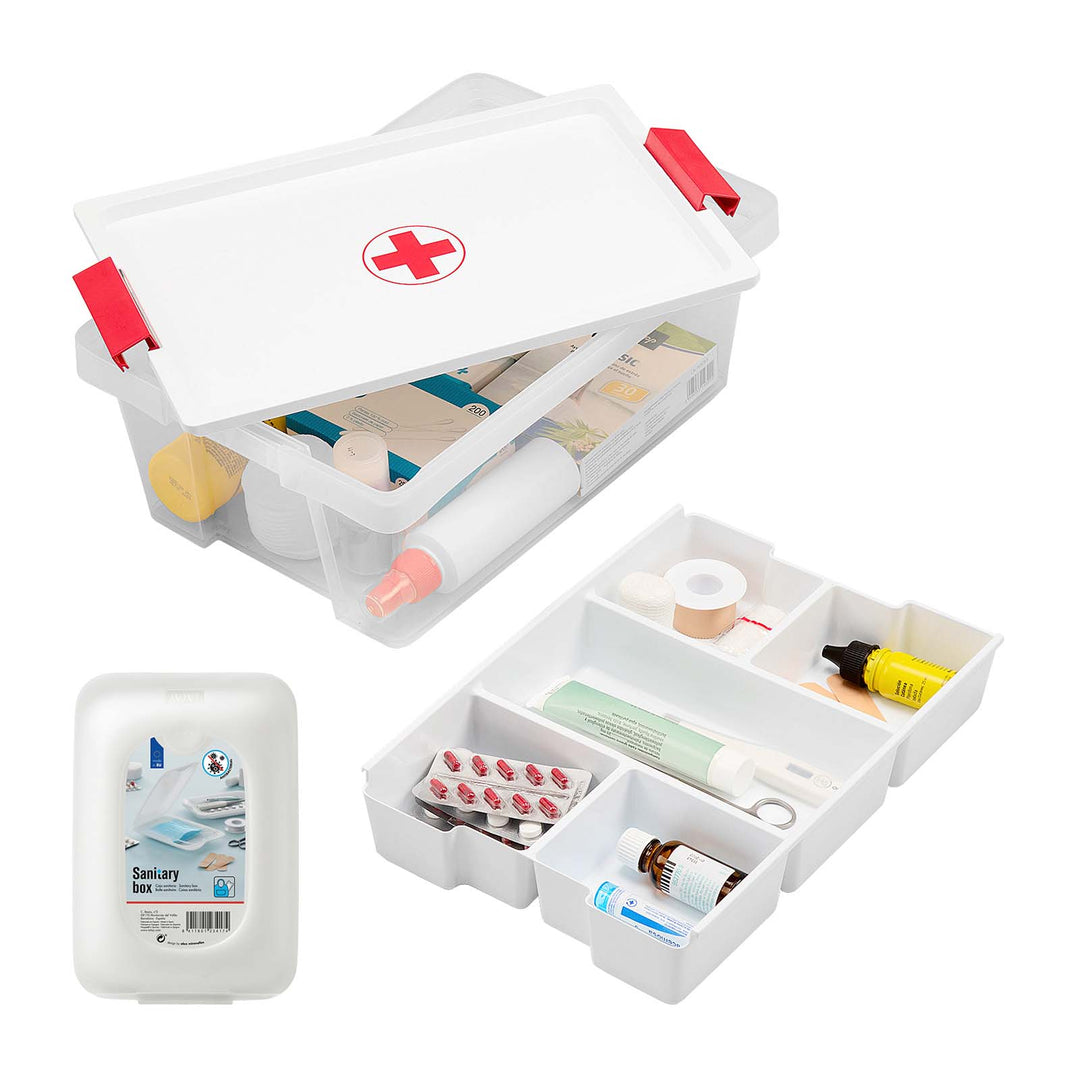 TATAY - Kit Caja Botiquín Cruz Roja 7L con Organizador y 1 Sanitary Box Incluido