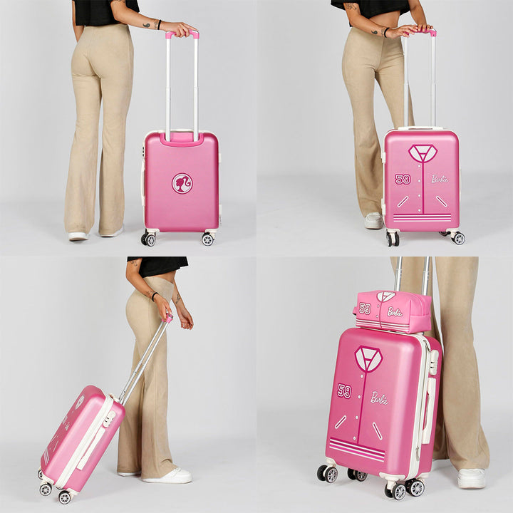 KARACTERMANIA - Barbie Varsity Maleta de Cabina ABS 4 Ruedas Cierre TS Lock. Rosa