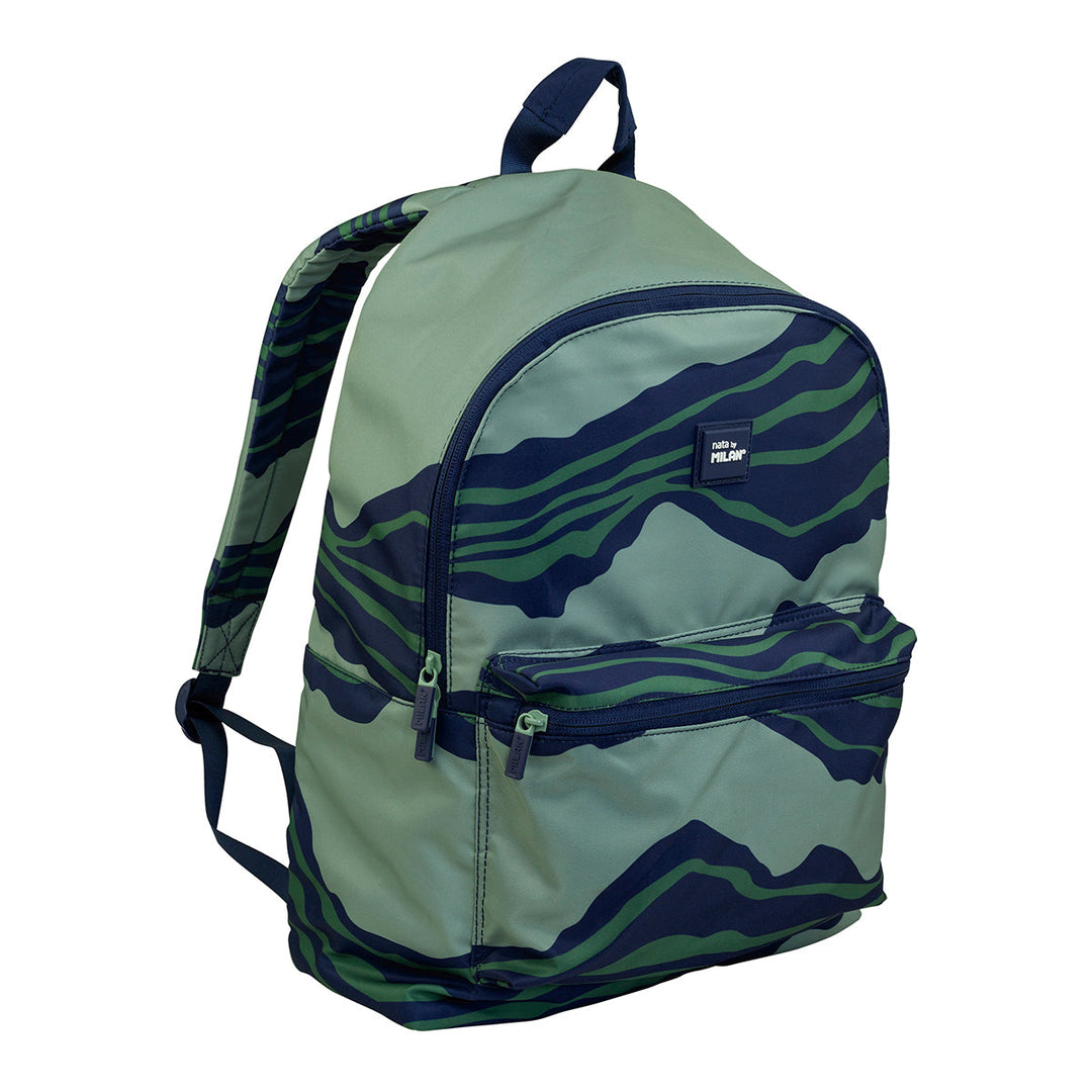 MILAN Melt -  Mochila Escolar 2 Cremalleras con Divisor para Portátil. Capacidad 20L. Verde