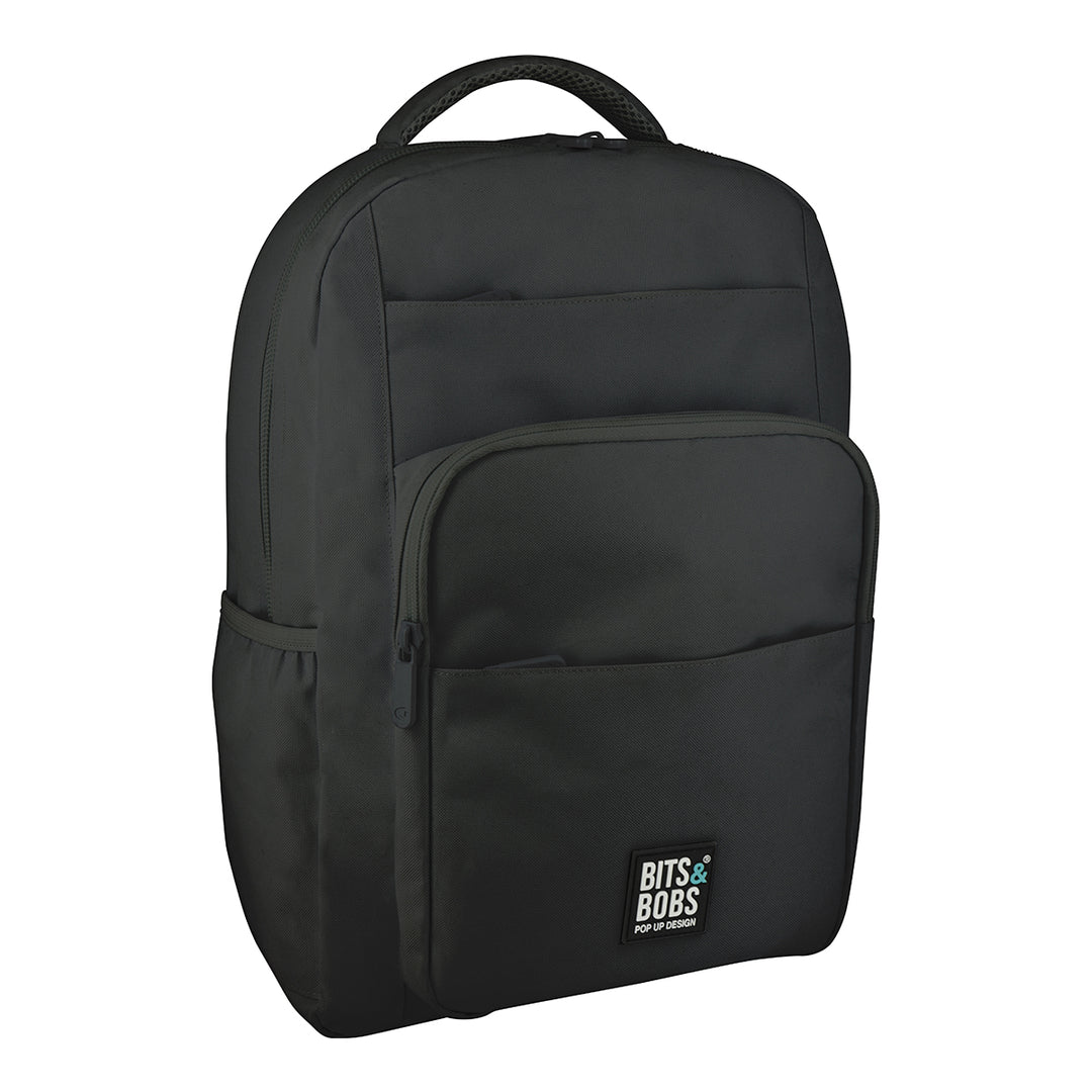 Grafoplás TidyBag - Mochila Juvenil de Multiples Bolsillos y Cremalleras para Portatil. Negro