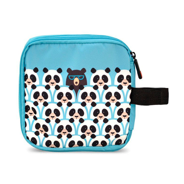 IRIS Zipper Roll Friends - Porta Sandwich Infantil Plegable y Flexible con Cremallera. Panda