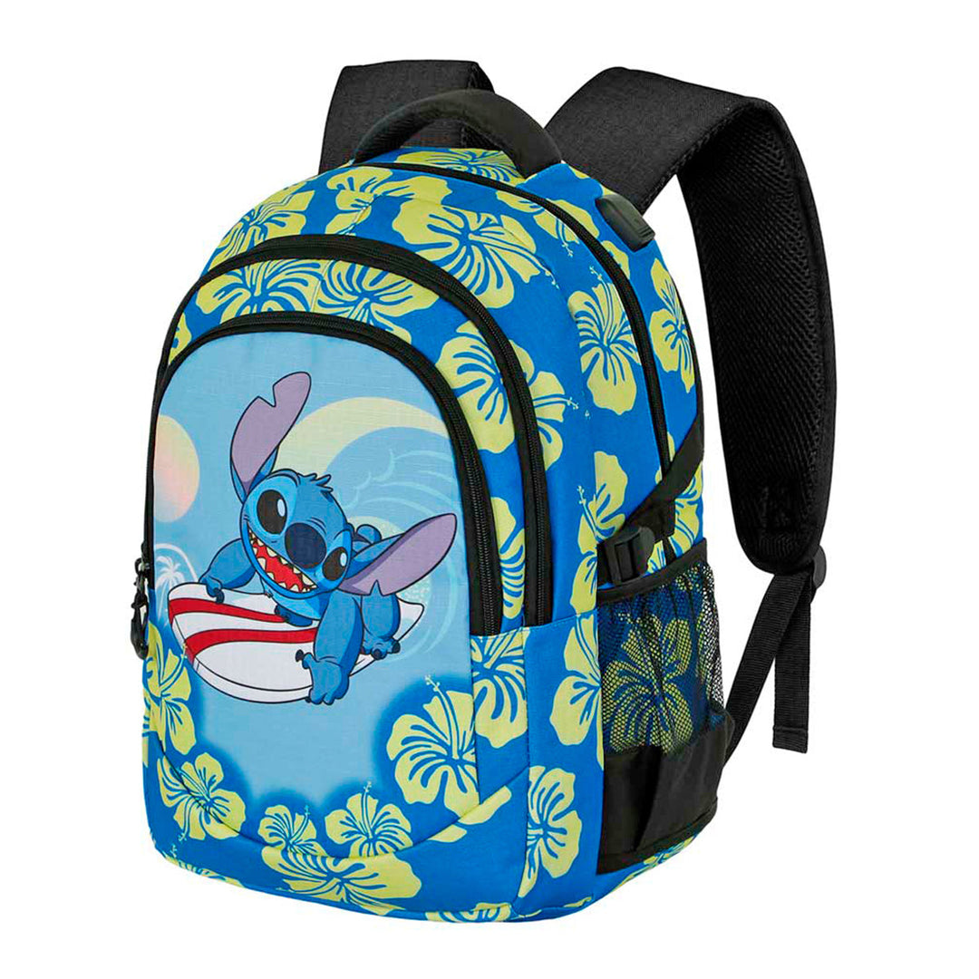 DISNEY Lilo y Stitch Lifestyle - Mochila Escolar Impermeable Running Plus para Portatil y USB. Azul