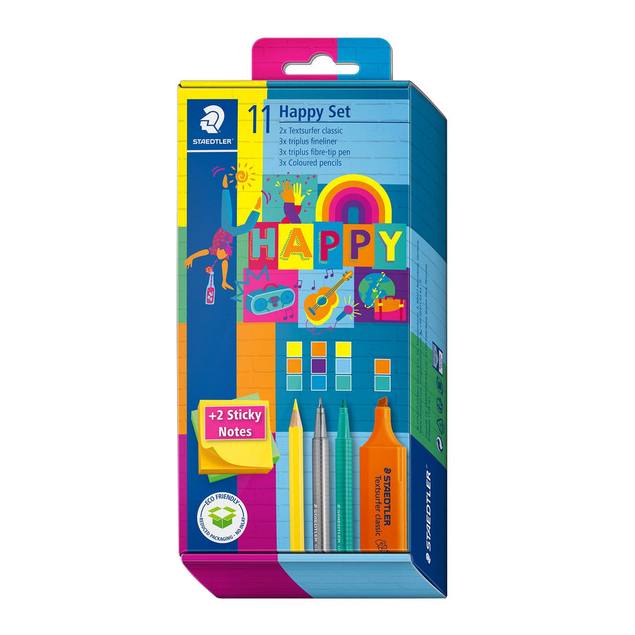 STAEDTLER Happy - Set Mixto de Escritura y Dibujo Creativo. Incluye 11 Piezas