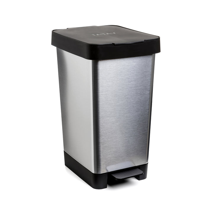 TATAY Smart - Cubo de Basura de 25L con Doble Apertura y Pedal Retráctil. Steel Gris